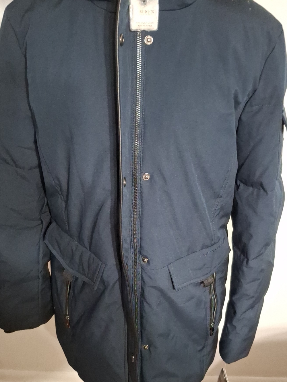 Ralph Lauren/ Navy Puffer Parka with Faux Fur Hood- W Sz Large - Picture 4 of 14